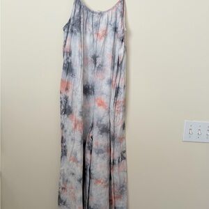 Easel Tie-Dye Sleeveless Romper - Gray and Pink